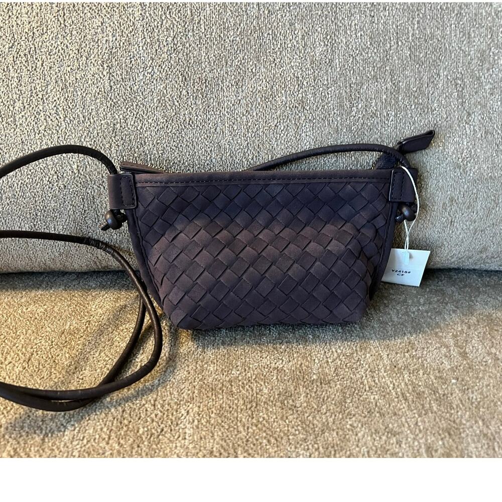 Women's Crossbody Satchel Faux Suede Chocolate Brown Handbag NWT